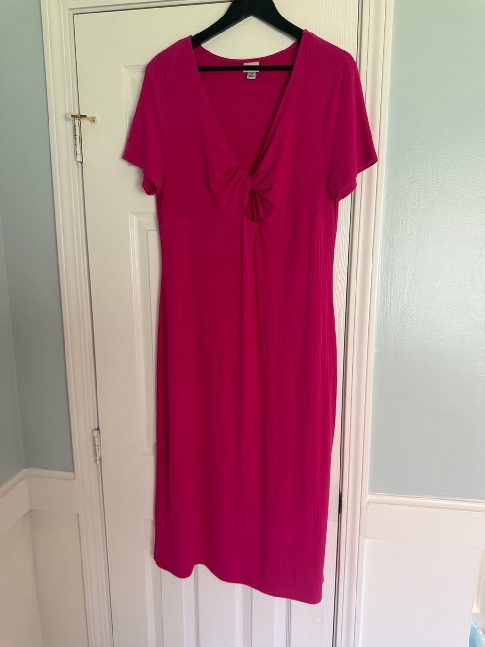 A New Day Fuchsia Knot-Front Midi Dress